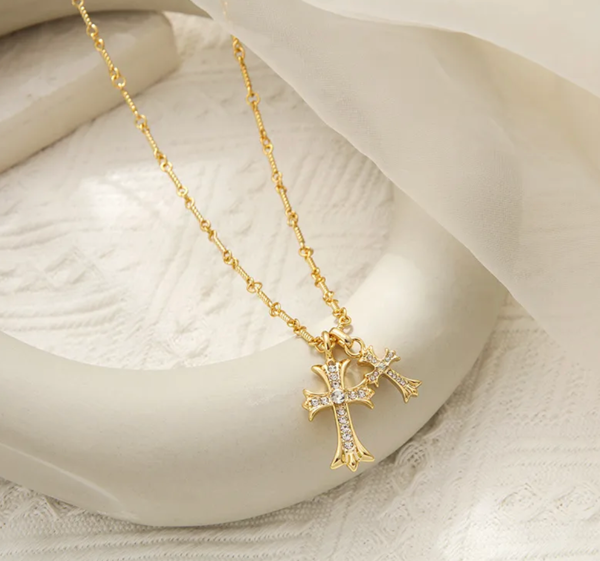 Double Cross Necklace