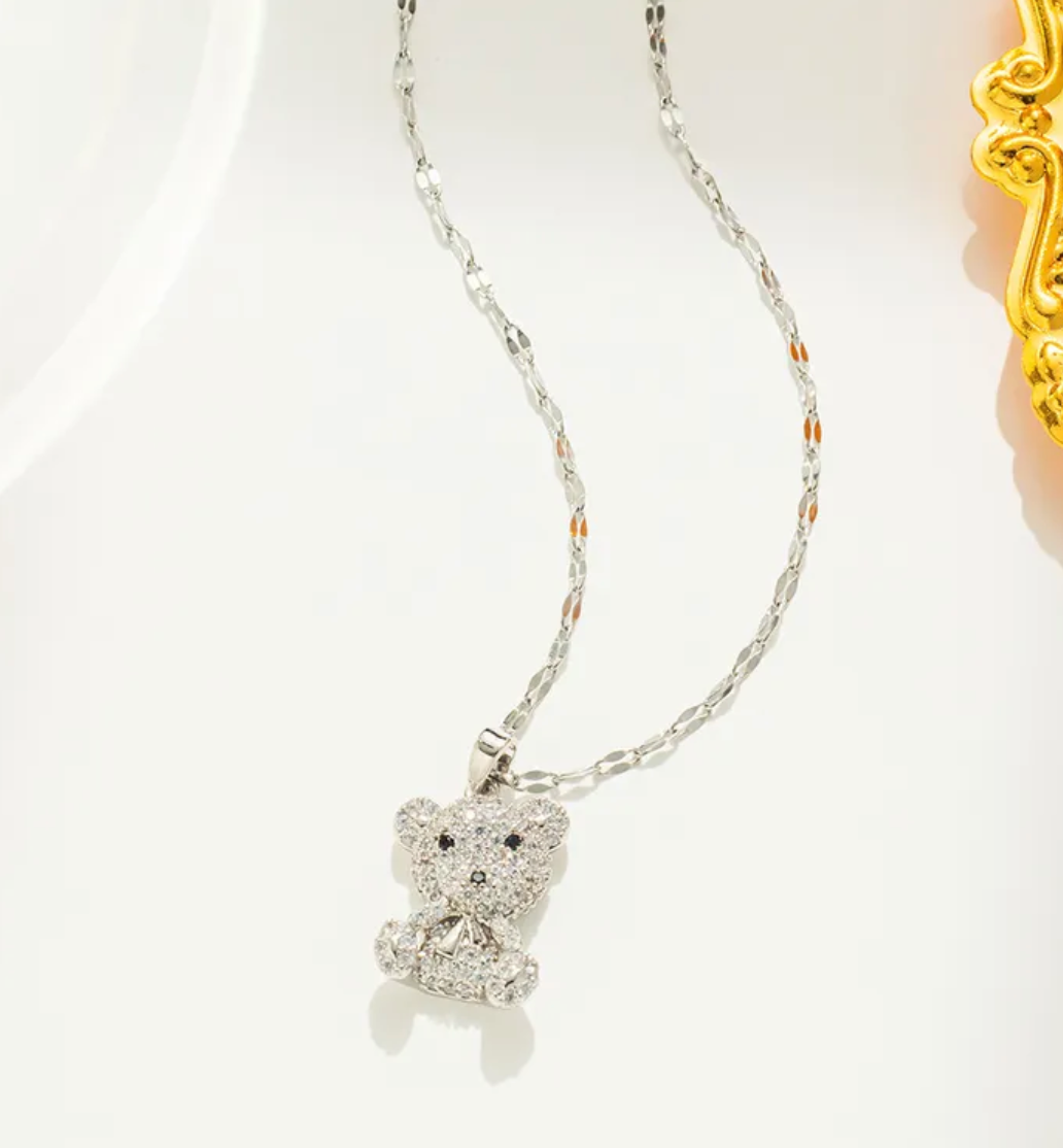 TC285 selling Silver Teddy Bear Necklace