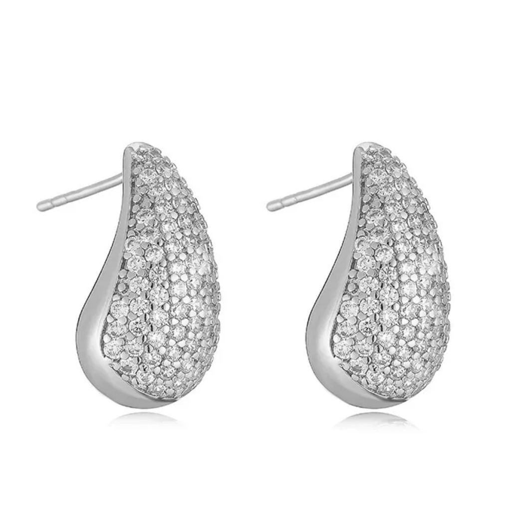 Icy Silver Tear Drop Earrings Jewels By Jules