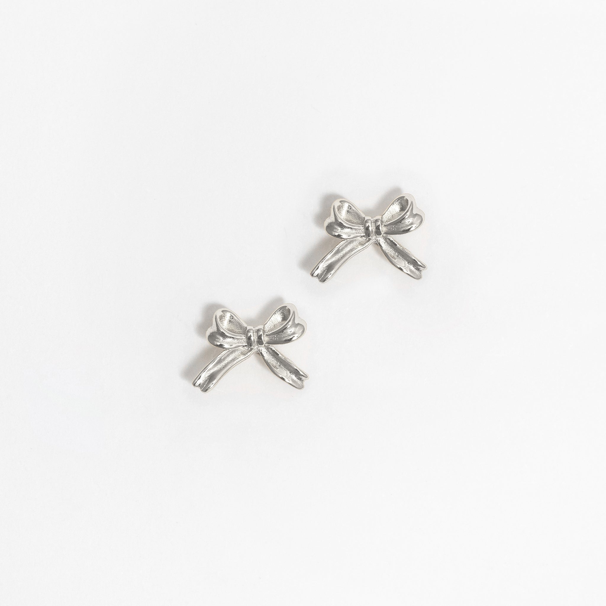 Silver Bow Stud Earrings