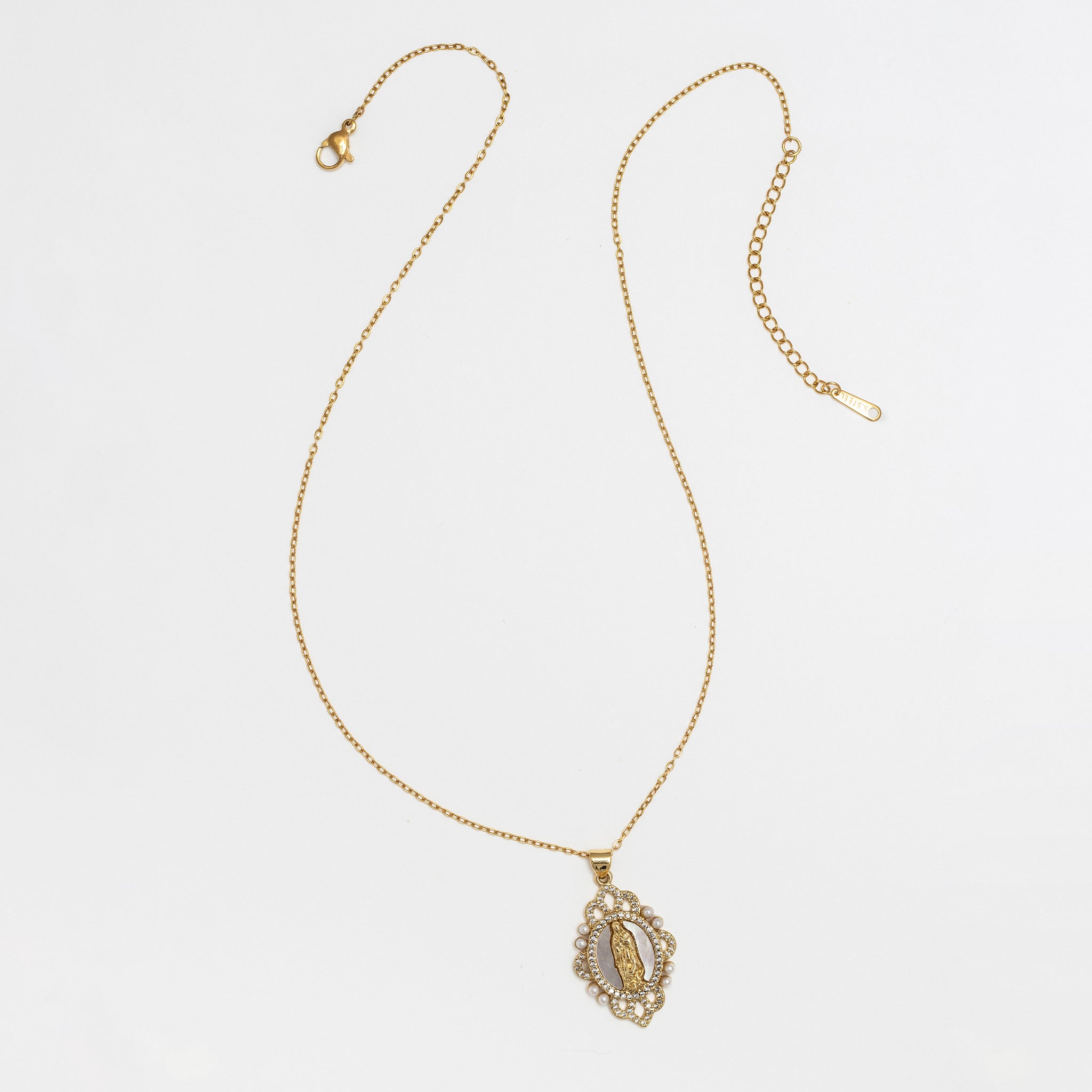 Gold Mary Pendant Necklace