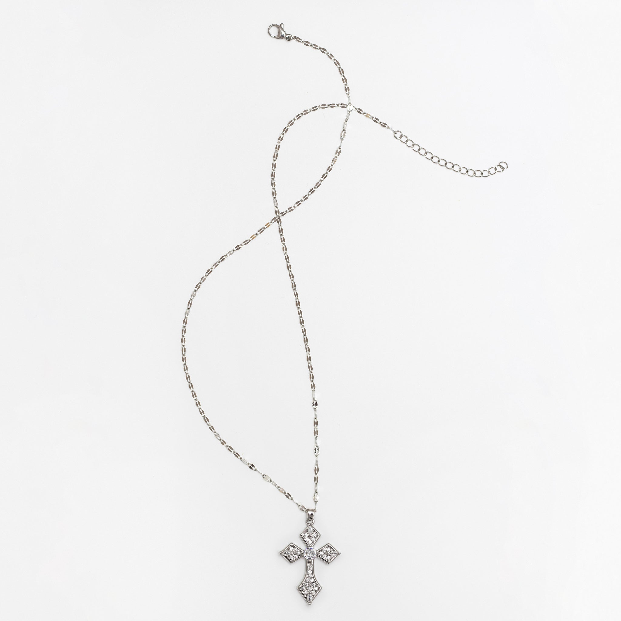 Silver Chunky Cross Necklace