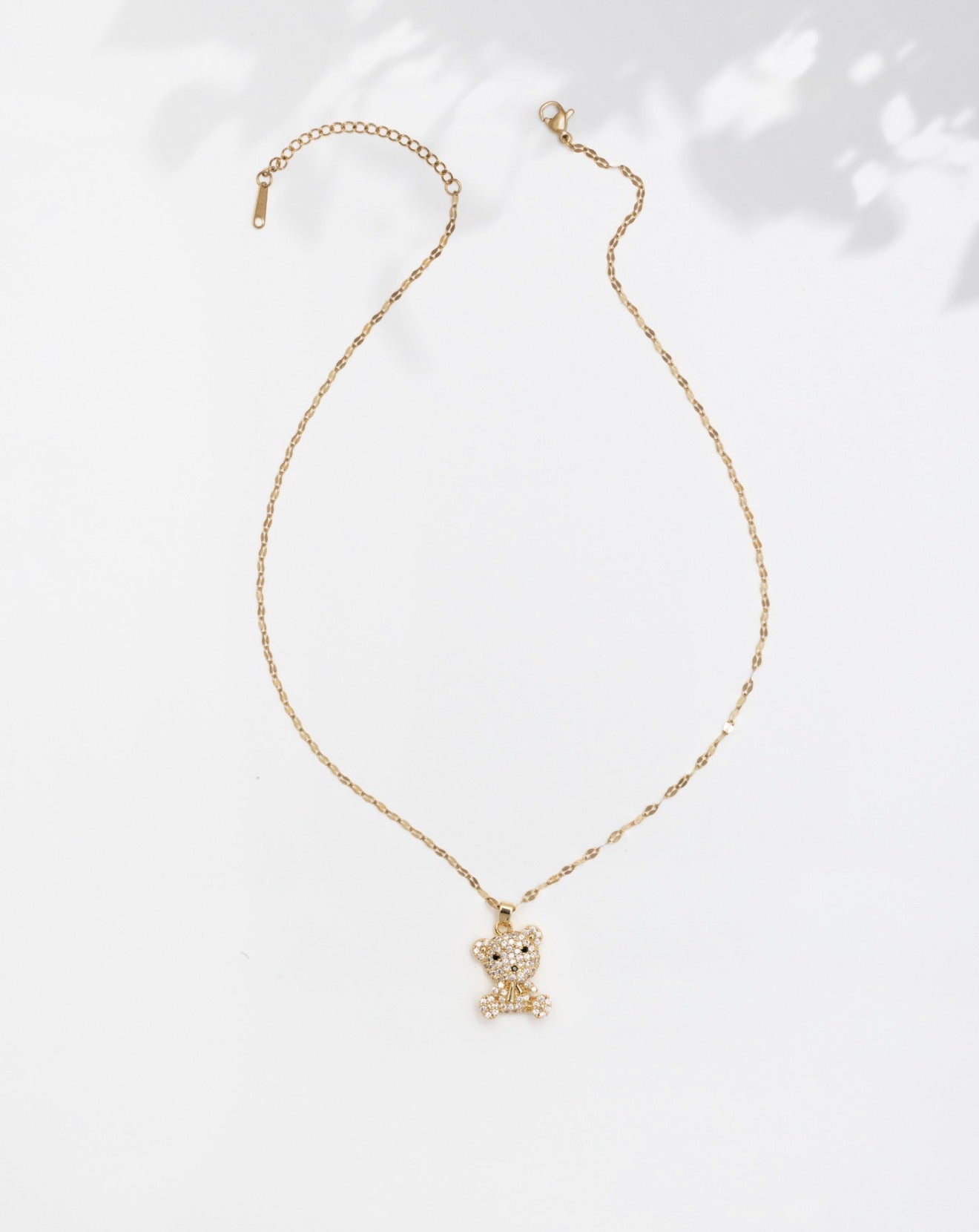 Icy Gold Teddy Bear Necklace