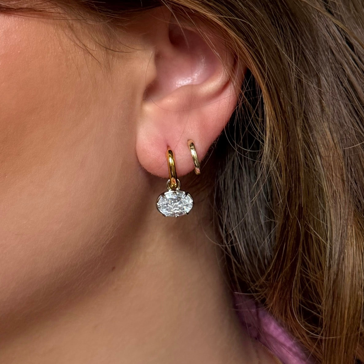 Oval Diamond Earrings