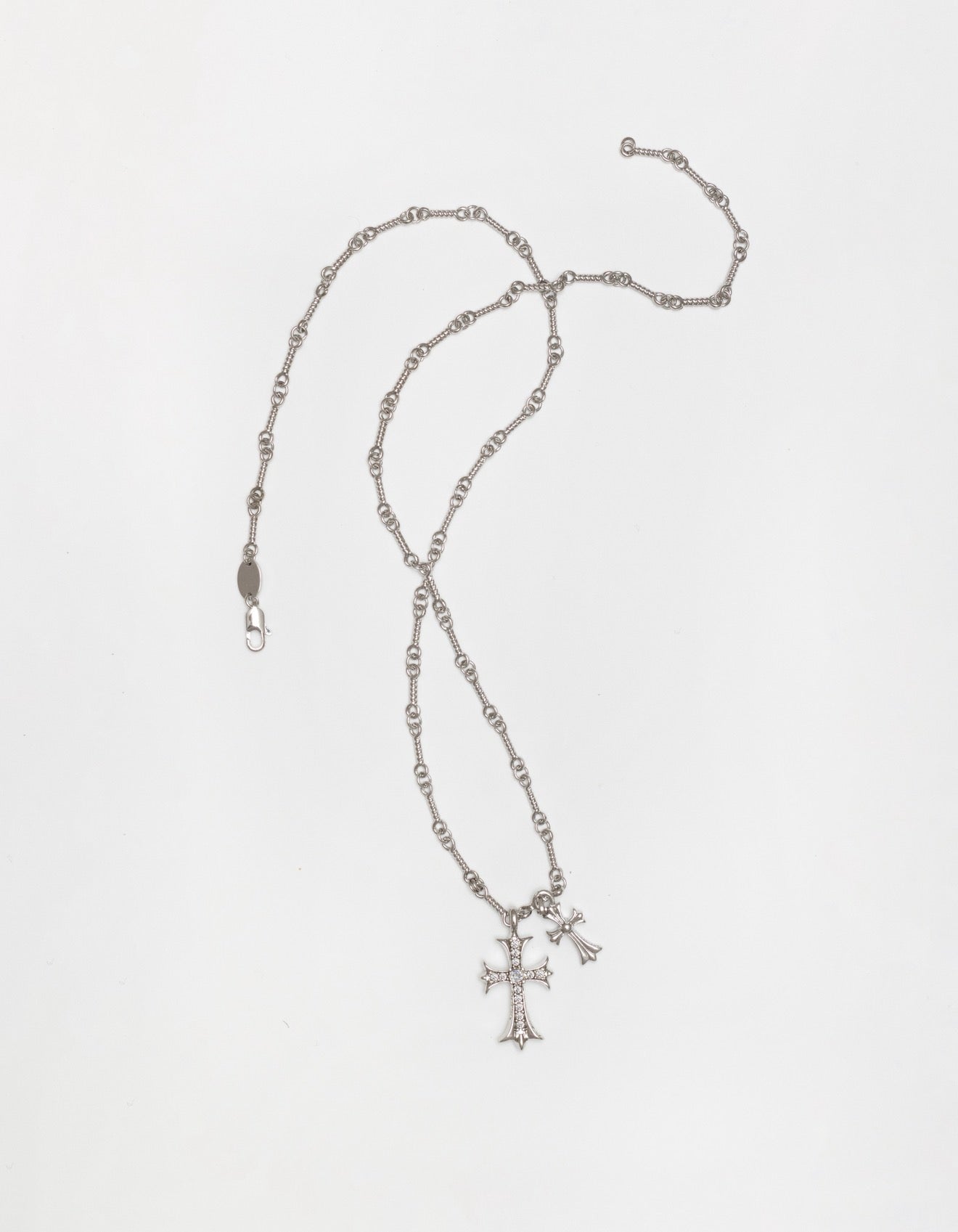 Silver Double Cross Necklace