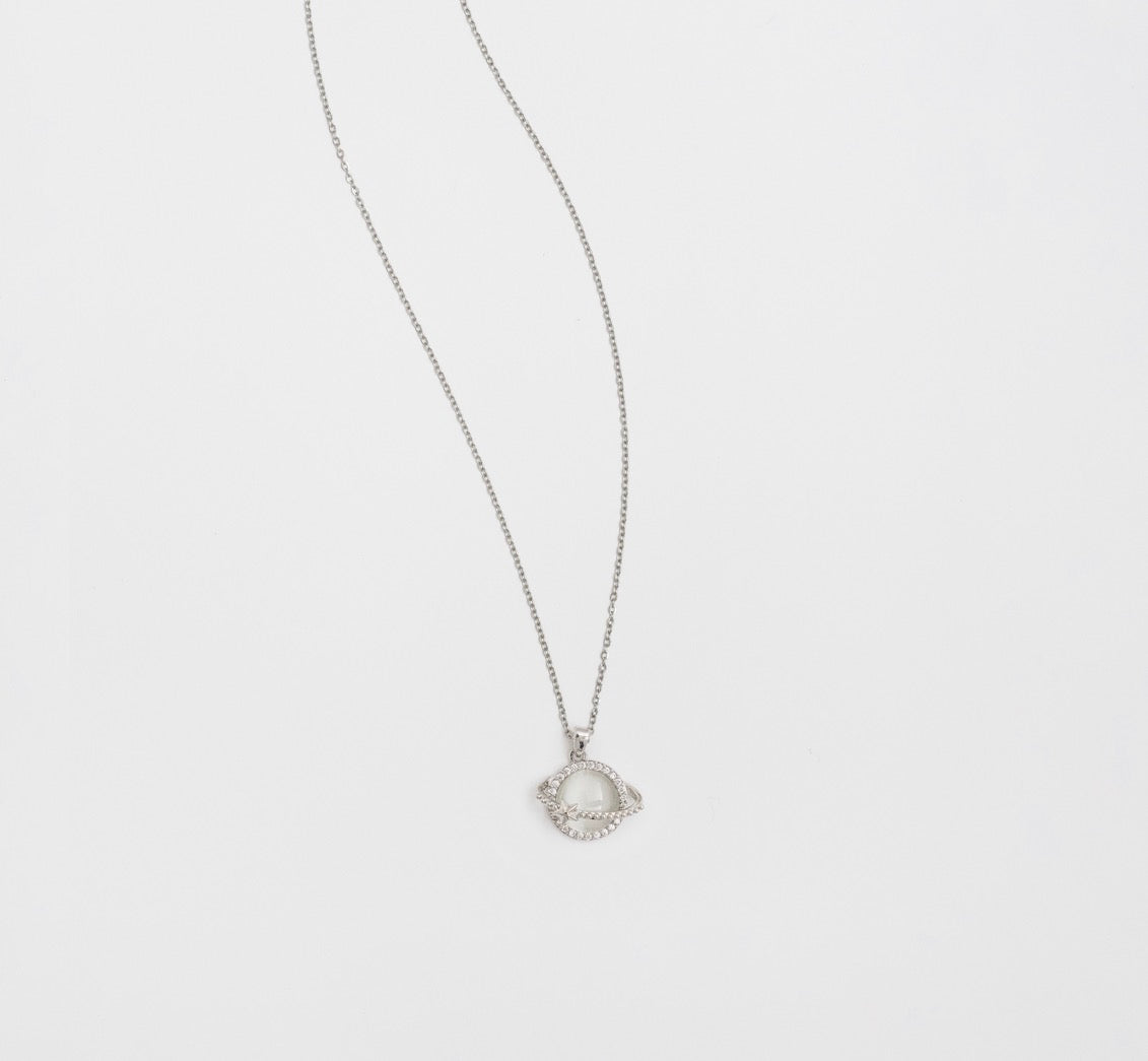 Silver Planet Pendant Necklace