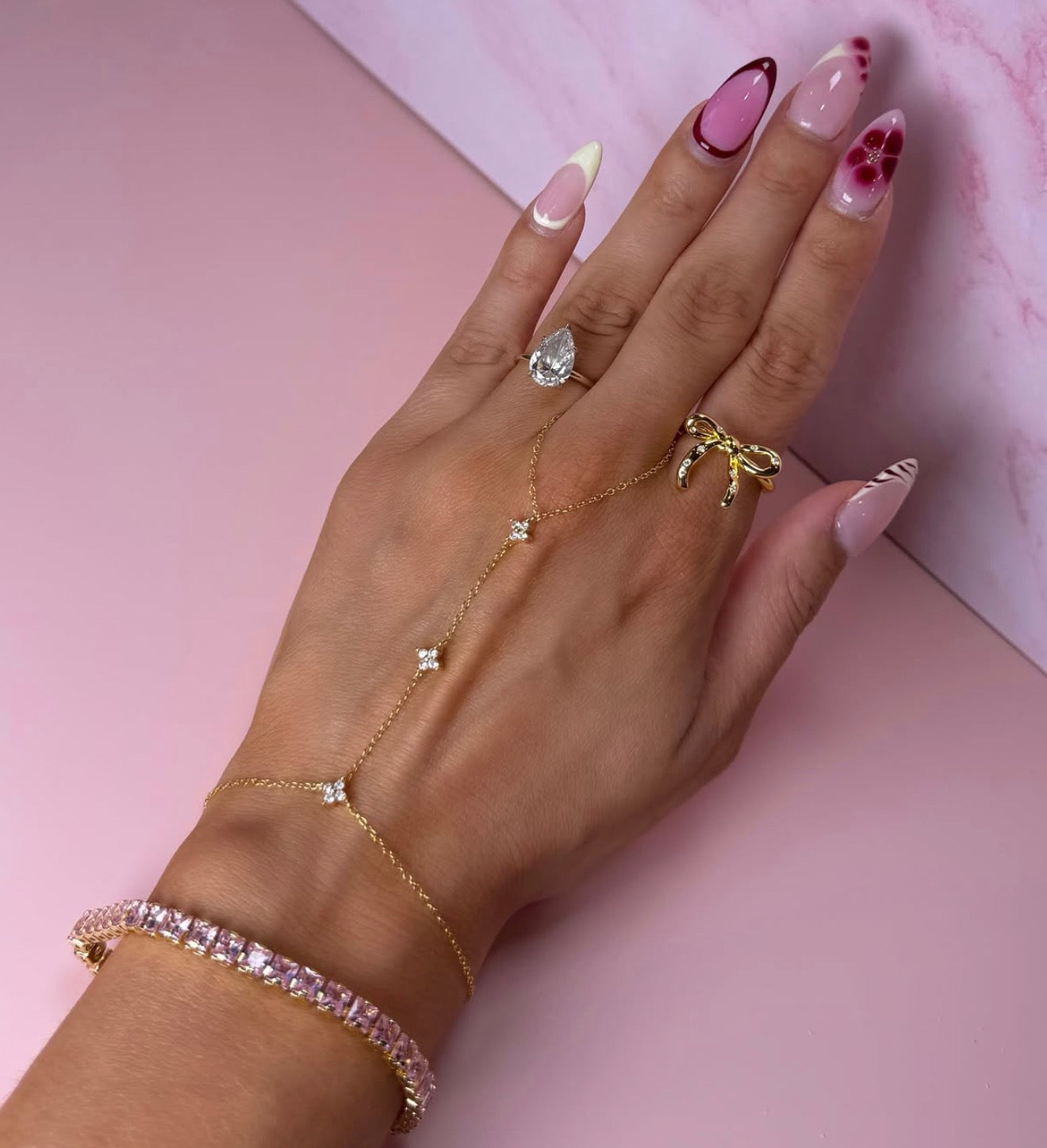 Gold Zircon Hand Chain