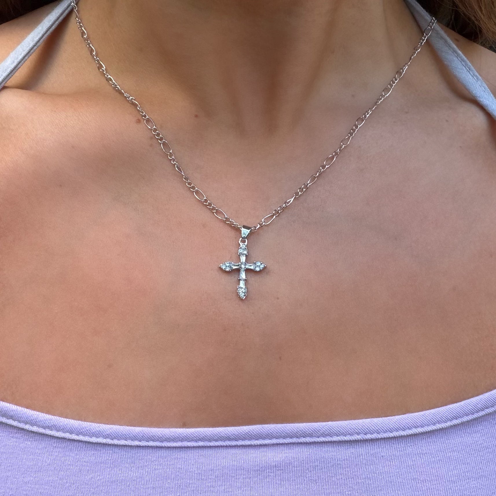 Silver Radiant Cross Necklace