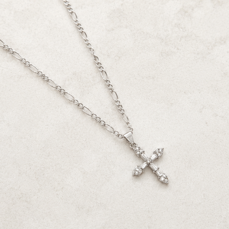 Silver Radiant Cross Necklace