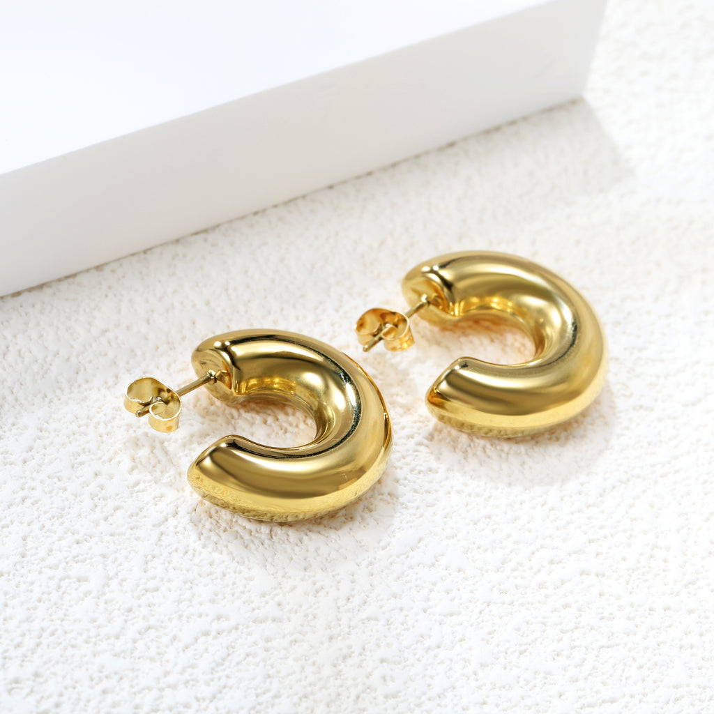 Hollow C Shape Hoop Earrings