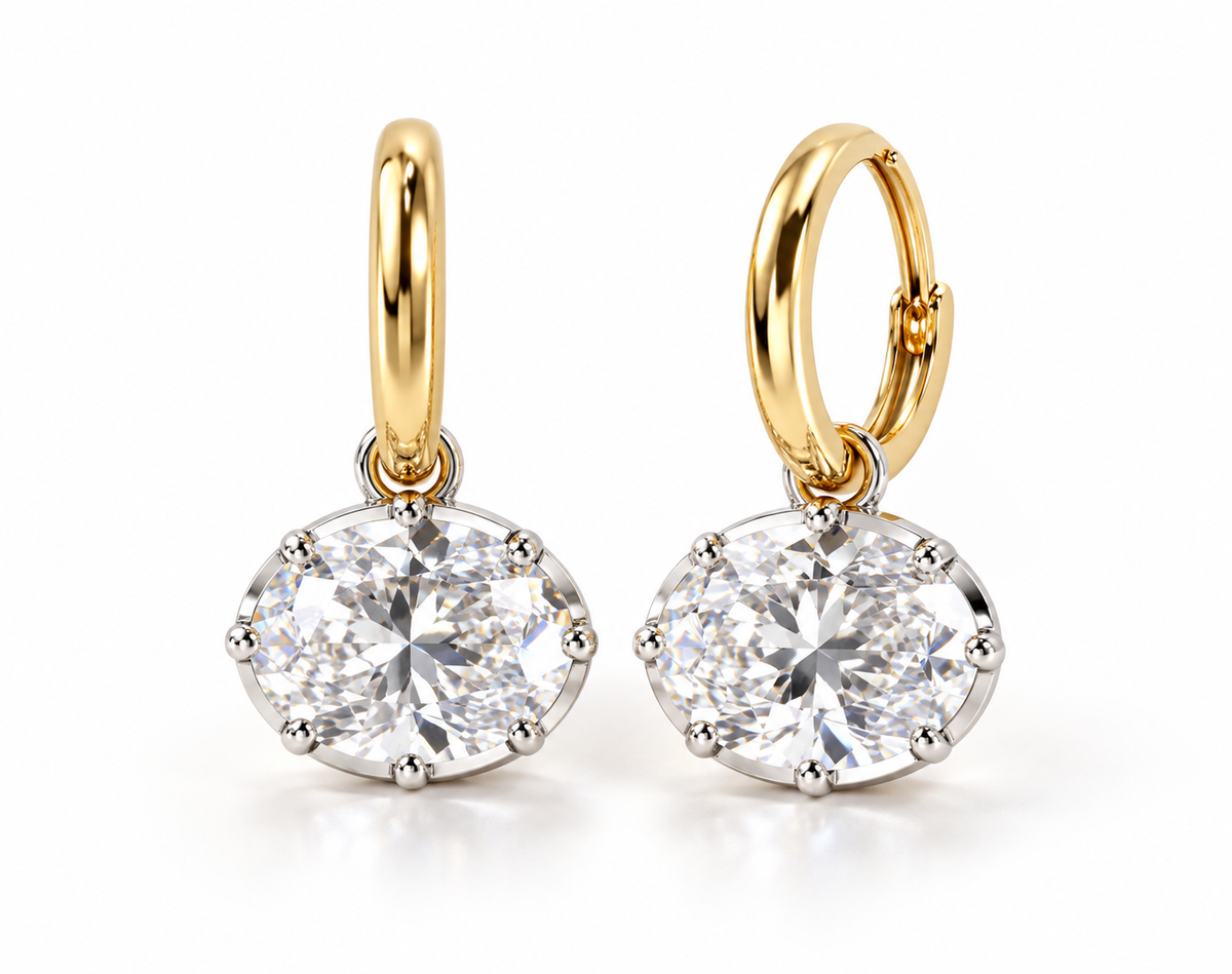 Oval Diamond Earrings