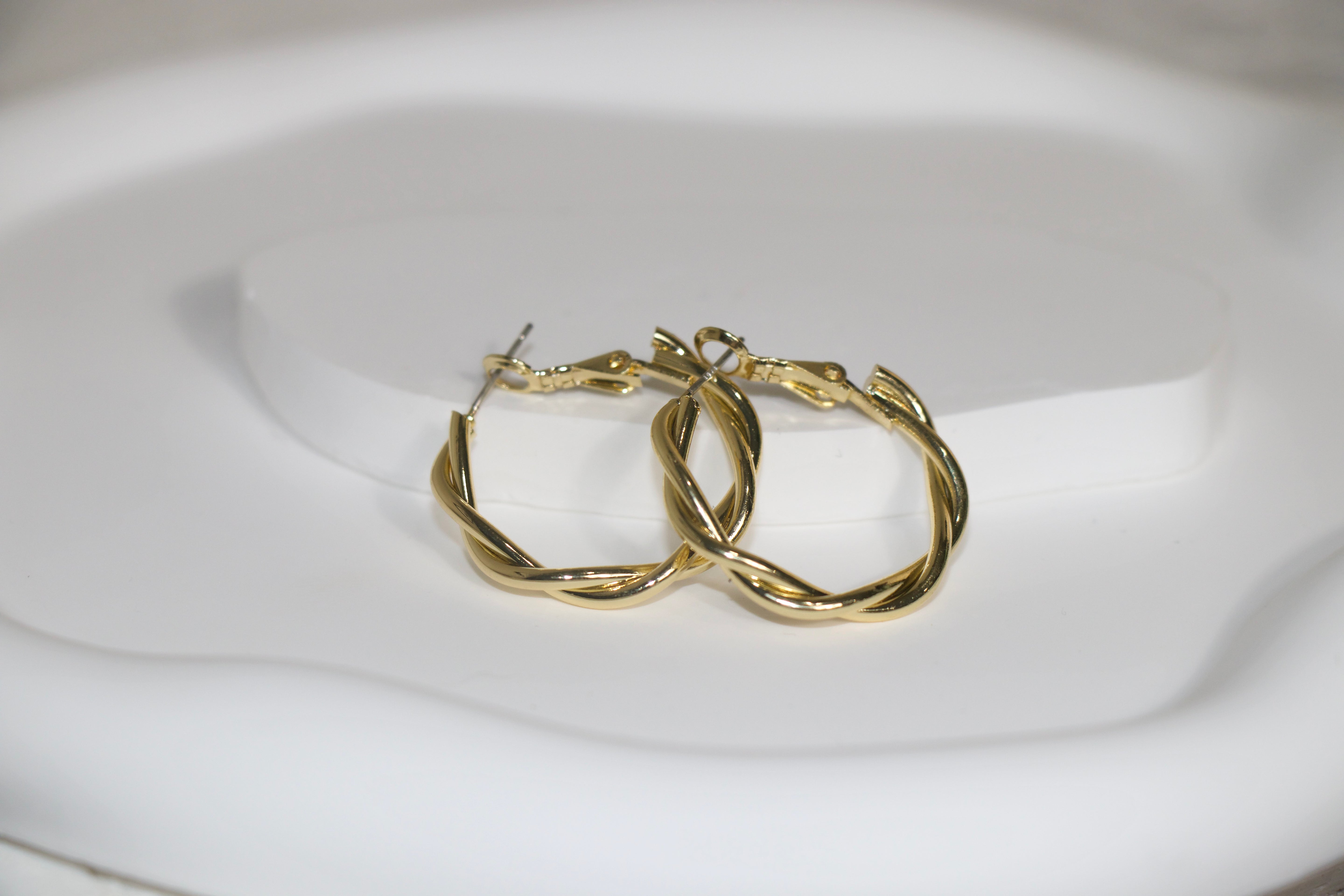 Gold Twisted Hoop Earrings