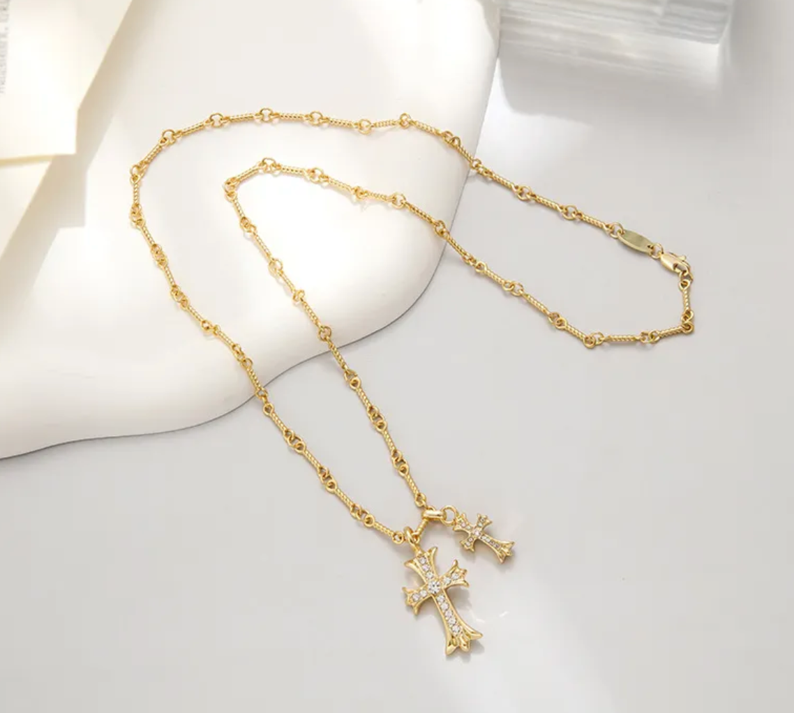 Double Cross Necklace