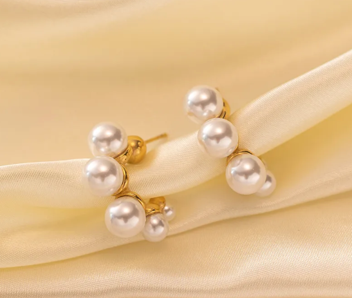 Half Ring Pearl Earrings