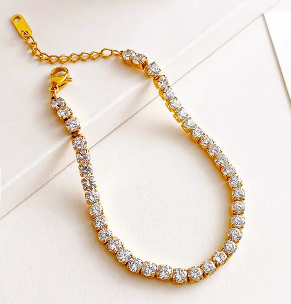 Icy Gold Tennis Bracelet