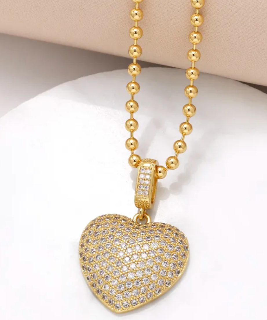 Gold Diamond Heart Necklace