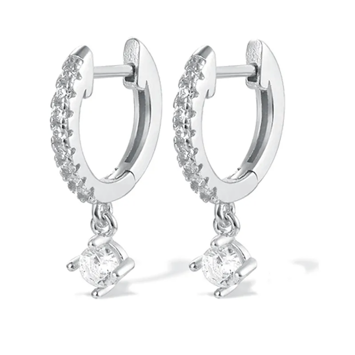 Silver Diamond Drop Earrings