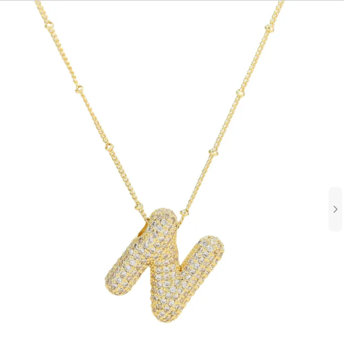 Icy Gold Bubble Initial Necklace