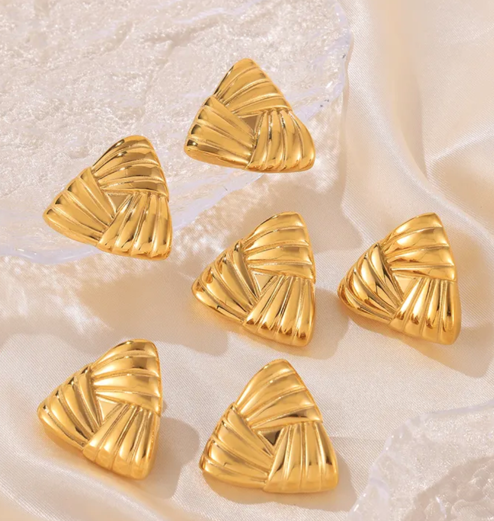 Gold Triangle Statement Earrings