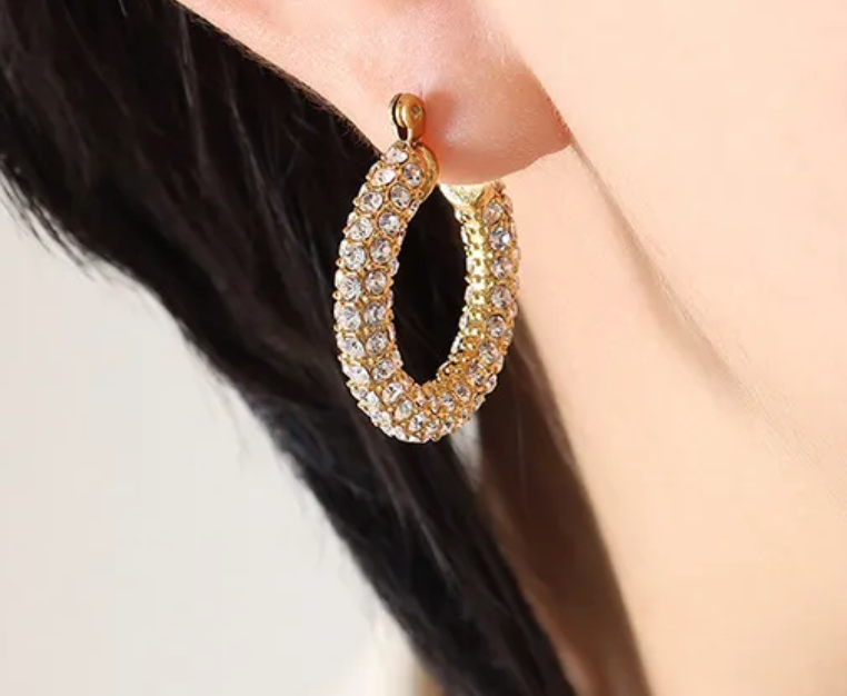 Gold Diamond Hoop Earrings